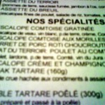 Plat Du Terroir The menu for the Plate of Terror