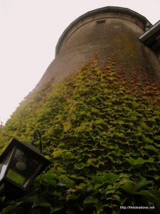 The tower at the front of the house